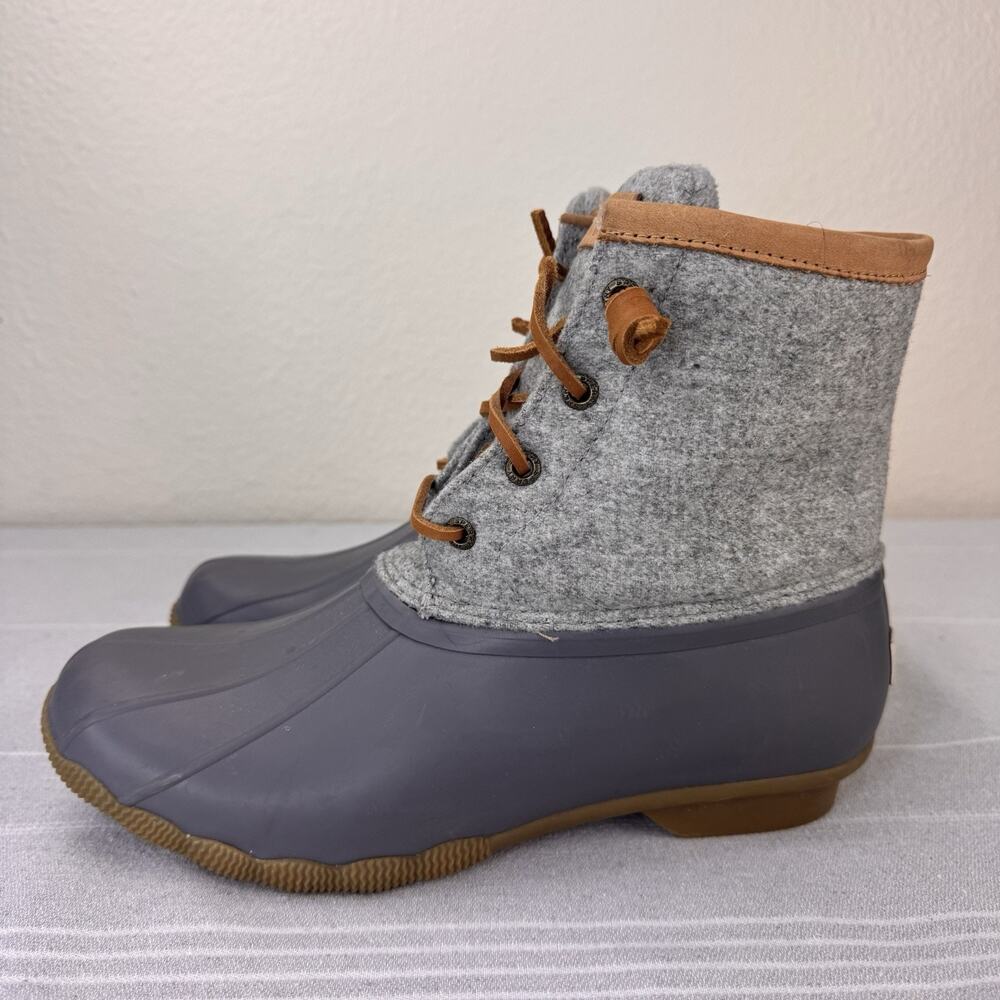 Sperry Top-Sider Saltwater Wool Embossed Waterproof Duck Boots STS82475 Gray 7.5 - Picture 7 of 15
